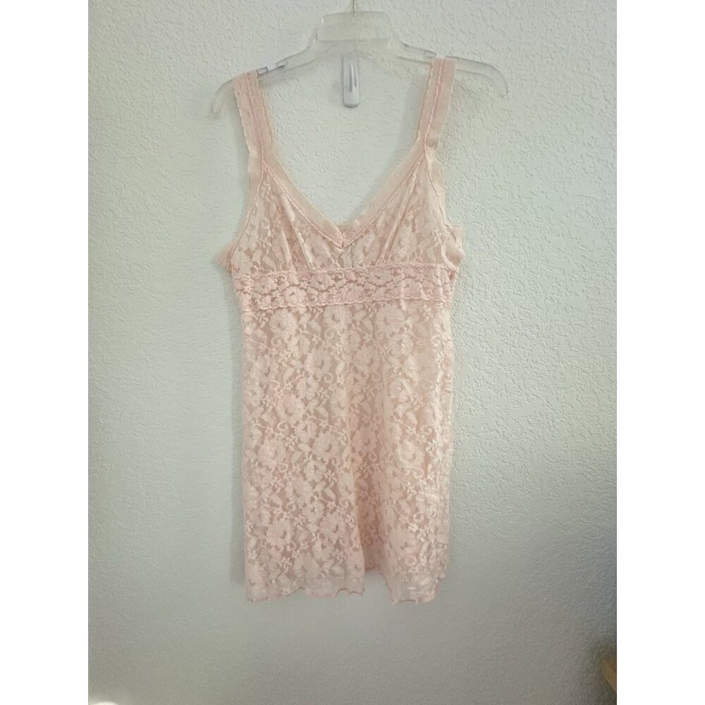 VTG Eyeshadow Womens Lace Babydoll Tank Top‎ L Baby Pink Fairy 90s Y2K Coquette